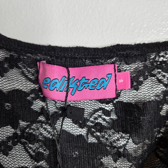 Edikted Eira Tank Top Women Size S Black Sheer Lace V-Neck Adjustable Straps NWT - Picture 4 of 14